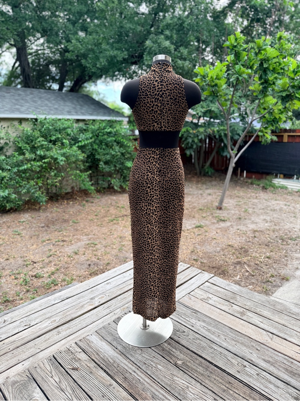 Vintage 80s 90s Cache Leopard Print Maxi Dress - Picture 7 of 11